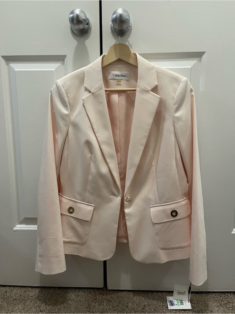 Calvin Klein Women's Blush Pink Single-Button Tailored Blazer